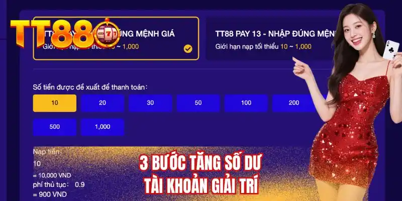 3 bước tăng số dư tài khoản giải trí